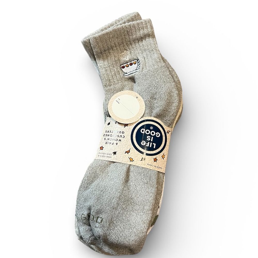 🆕 Life Is Good COFFEE LOVER Quarter Socks 6 Pack